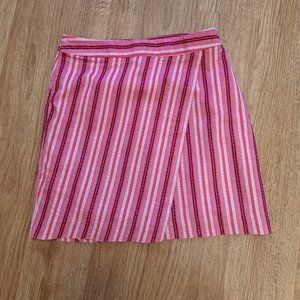 Loft Pink Embroidered Stripe Envelope Wrap Skirt Size 4 US EUC